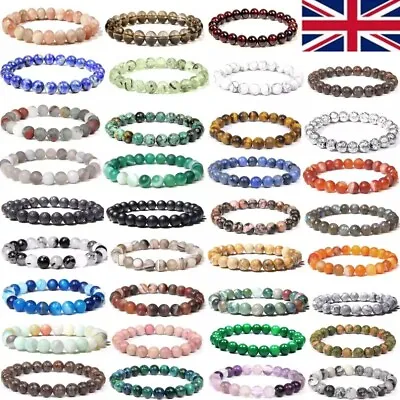 £7.49 • Buy Crystal Bracelets Gemstone Bracelet For Men Women Chakra Reiki Healing Mala Gift