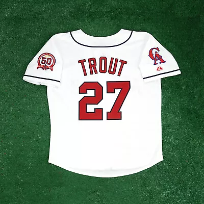 Mike Trout 2011 Los Angeles Angels Home White W/ 50th Patch Men's Jersey • $129.99