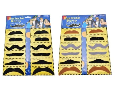 Stick On Fancy Dress Fake Moustaches Tash Mustache Stag Hen Party Pack Black UK • £1.99