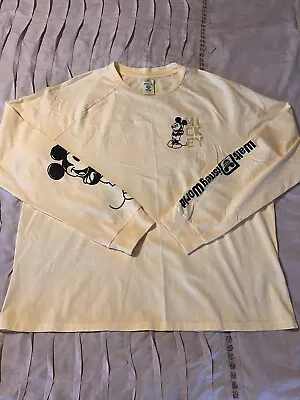 Mickey Mouse Shirt Adult Size XL Walt Disney World Long Sleeve Yellow Crew Neck • $24.99