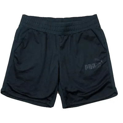 $24 • Buy Puma Women’s Shorts Sz M Navy Sweat Style Mesh Overlay EUC E