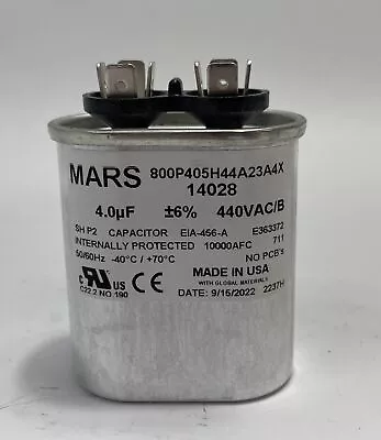 Mars Motor Run Capacitor Oval4 MFD 440/370 VAC 14028 • $18.01