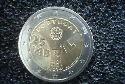 Portugal Coin 2€ Euro 2014 Commemorative 40y Carnation Revolution UNC 25 Apr • $8.45