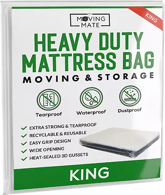 King Size Mattress Bag For Moving And Storage - 5 Mil Mattress Cover For Moving • £17.45