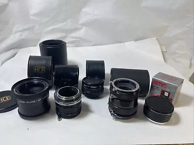 Seven Vintage Camera Parts Lenses Shadevari-Close – Up Nikon Minolta Etc￼ • $68