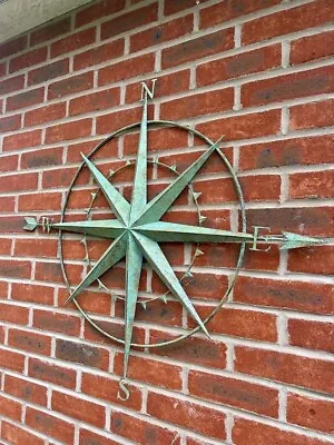 Nautical Turquoise Compass Garden Wall Art  Outdoor Or Indoor Blue Green • £44.99