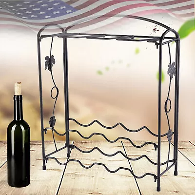 Countertop Wine Rack Wine Rack + Glass Holder Metal Wine Bottle Holder Storage • $19