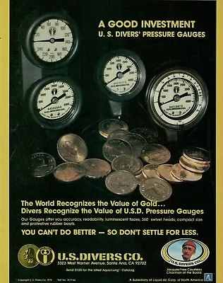 1979 U.S. Divers Pressure Gauges Value Of Gold Coin Scuba Vintage Print Ad • $9.99