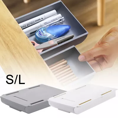 $9.39 • Buy Under Desk Hidden Drawer Self Adhesive Office Table Stationery Storage Organizer