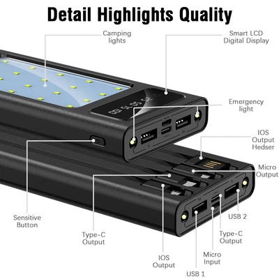 $14.99 • Buy 100000mAh 4 USB Backup External Battery Power Bank Pack Charger For Cell PhoneS