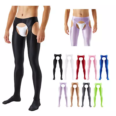 US Men Compression Tights Pantyhose Bottoms Crotchless Skinny Long Pants Trouser • $6.50