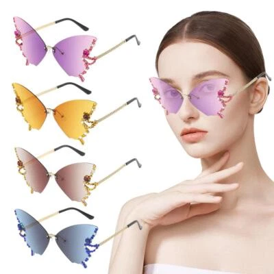 $8.48 • Buy Butterfly Sunglasses Women Vintage Rimless Oversized Sunglasses