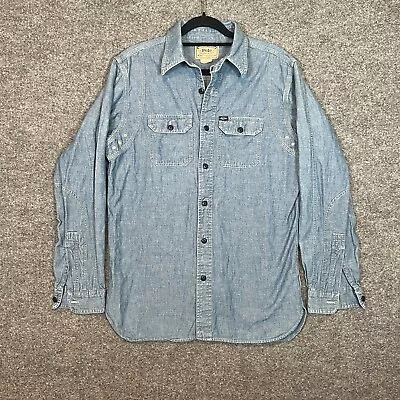 Polo Ralph Lauren Shirt Mens Medium Blue Button Up Jean Denim Chambray Vtg • $32.99