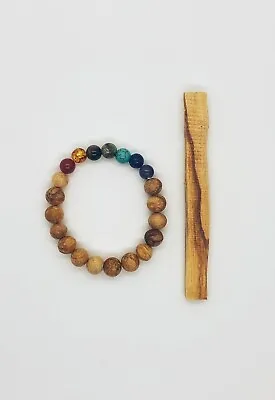 9mm Palo Santo With 7 Chakra Beads Hand-crafted Bracelet • $14.99