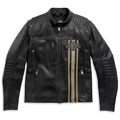 Men’s Slim Fit Harley-Davidson Triple Vent Motorbike Geniune Leather Jackets - • $123.49