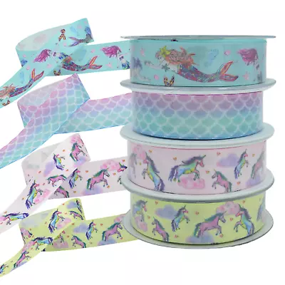 Mermaids And Unicorns Ribbon - Cakes Birthday Gifting Crafts Decorations • £14.99