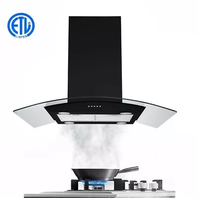 30 Inch Island Mount Range Hood 900CFM Glass Vent 3-Speed Button Control LEDs • $269.99