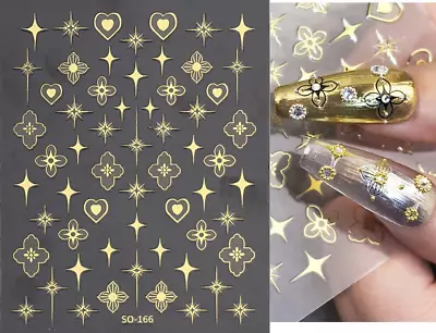 Nail Art Sticker Shiny Gold/ Silver Bohemian Style Manicure  Hologram Cross Star • £2.75