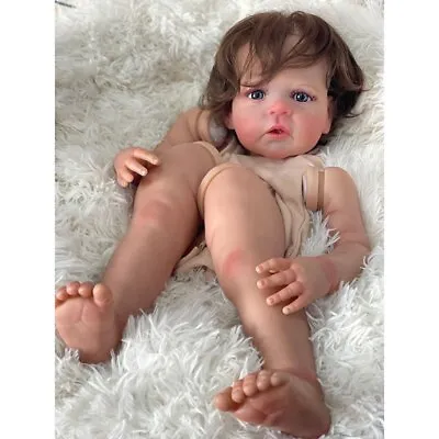 24  Painted Reborn Baby Doll Kit Lifelike Soft Doll Parts With Cloth Body Eyes • £47.99