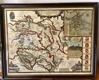 1620 Original 17th Century JOHN SPEED MAP Of HEREFORDSHIRE Hand Coloured  • £495