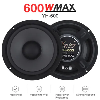 6 Inch  600W 2-Way Car HiFi Coaxial Speaker Vehicle Door Auto Audio Music Stereo • £15.22