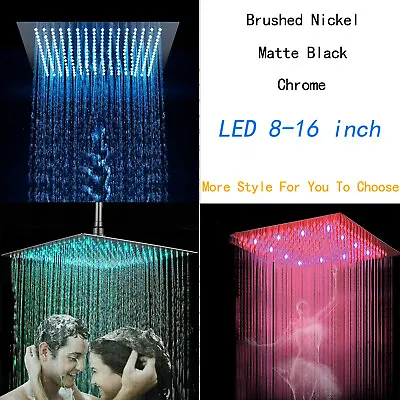 $39 • Buy Luxury 8-16 LED Rain Shower Head Stainless Steel Rainfall Showerhead Top Sprayer