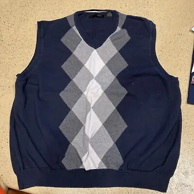 Men's AXST Argyle Sweater Vest-Size XXL-Navy/Gray/White • $9.99