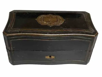 Napoleon III Black Wooden Box With Cartridge & Brass Net • £44.85