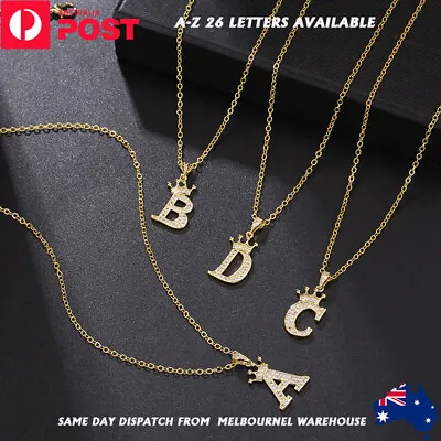 2024 Gold Plate Pave CZ Alphabet Letter Necklace Initial Name Pendant Chain Gift • $6.99