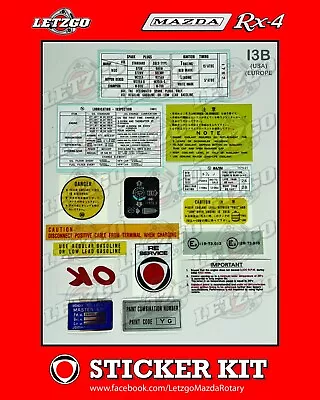 Mazda RX4 Sticker Kit 12a USA Rotary Vinyl Decal Car Stickers Luce Letzgo • $148.96