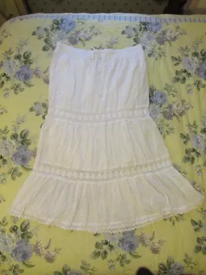 Ana & Rose Long White Summery Cotton Skirt • $19.25