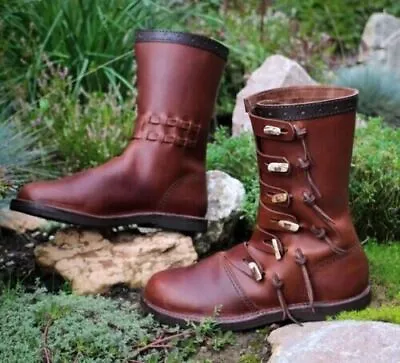 Viking Leather Boots Replica Vikings Early Medieval Middle Ages Viking Shoes • $89.99