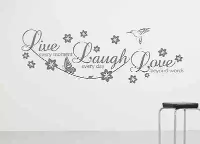 Live Laugh Love Quote Bird & Flowers Wall Decal Sticker Art.. Any Colour Or Size • £1.09