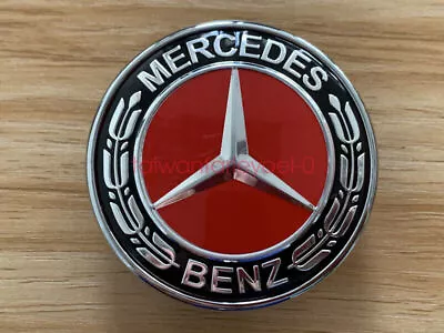 RED FOR Mercedes Benz W204 A0008171701 Hood Flat Laurel Wreath Badge Emblem • $23.91