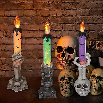 Halloween Decorations 3 Pack Skeleton Hands Hold Lighted Candle Stakes Skeleton  • $9.40