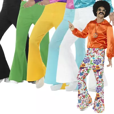 1970s Mens 1960s Flared Trousers Groovy Disco Flares Fancy Dress Hippie • £15.99