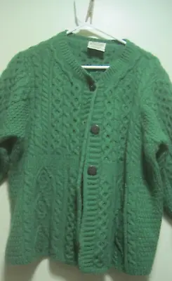 Kilronan Knitwear 100% Merino Wool Green Cardigan Sweater Sz XL Made In Ireland • $19.99