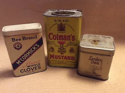 VINTAGE COLMAN’S MUSTARD BEE BRAND McCORMICK’S WHOLE CLOVES & LODON DOCK TOBACC • $9