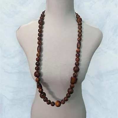 Chunky Round Wooden Bead Necklace Brown 17  • $11.99