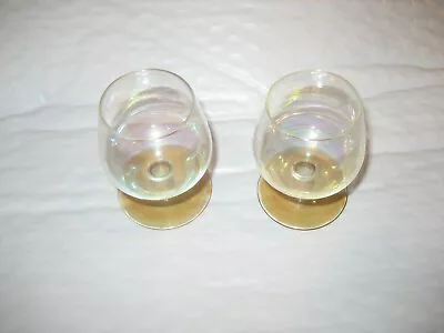  Vintage Opalescent/ Iridescent Cordial 2 Oz Stemware Glass Amber Colored Base • $20.49