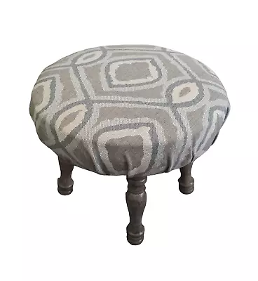 Vintage Round  Wooden Leg Upholstered Cushioned Foot Stool • $36