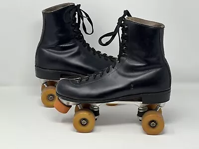 Roller Derby Men’s Black Leather Roller Skates Vintage Size 10 • $80