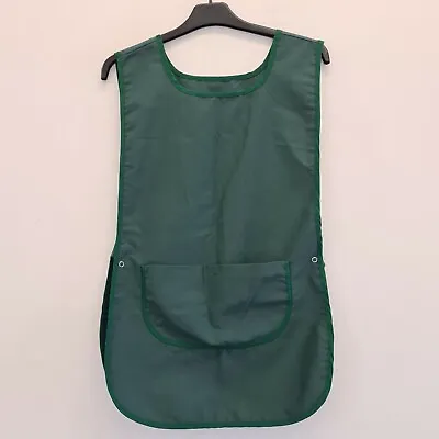 Bottle Green Tabard With Pocket 3 Size Stud Button *el27 • £4.85