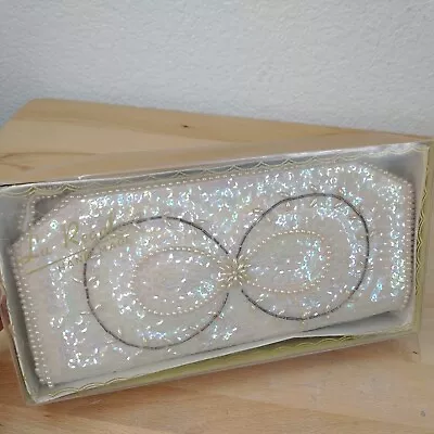 Vintage LA REGALE Ivory White Cream Sparkle Beaded Sequin Satin Purse Clutch  • $16