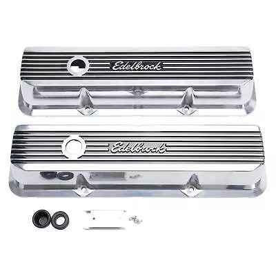 Edelbrock 4277 Elite II Series Aluminum Pol. Valve Covers Fits Ford FE 390 427 • $226.95