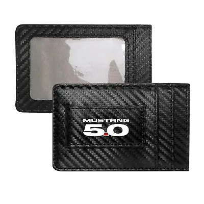 Ford Mustang 5.0 Black Carbon Fiber RFID Card Holder Wallet With Money Clip • $20.99