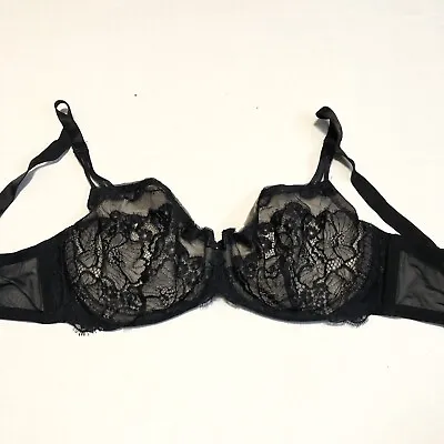 Wacoal 855184 Captivation Unlined Underwire Balconette Bra Size 34DD Black Lace • $11.95