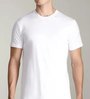 $45.99 • Buy 3-6 Packs Men 100% Thick Cotton Crew-Neck V-Neck T-Shirt Casual Tee White S-4XL