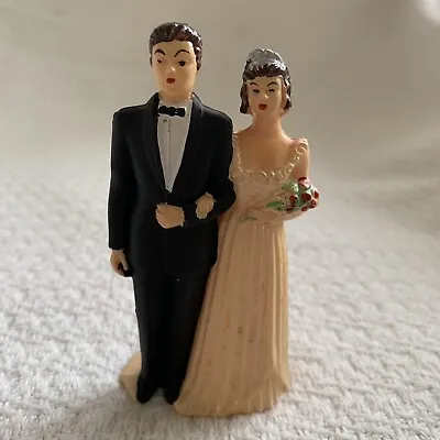 £16.71 • Buy Vintage Wedding Cake Topper Plastic Bride And Groom Hong Kong 3.5  MCM Figures