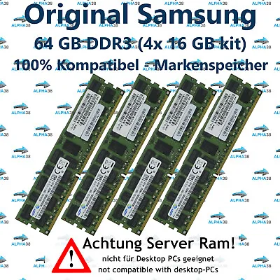 64 GB (4x 16 GB) Rdimm ECC Reg DDR3-1600 Dell Precision T3600 T3610 • $84.78